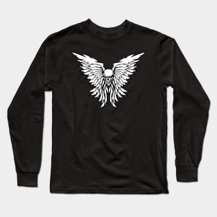 Classic Old School Skull Wings Illustration Long Sleeve T-Shirt